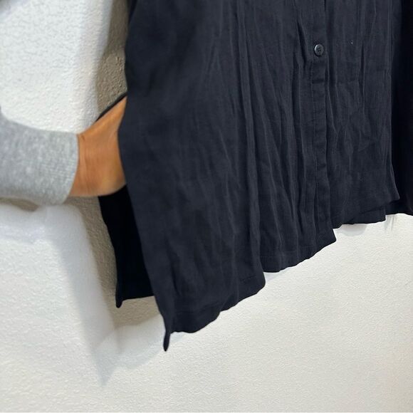 Eileen Fisher Boxy Black Ribbed Casual Cardigan Women Sz Medium Lagenlook USA - Picture 6 of 12